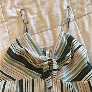 Tie-Front Blue and Pink Jumpsuit